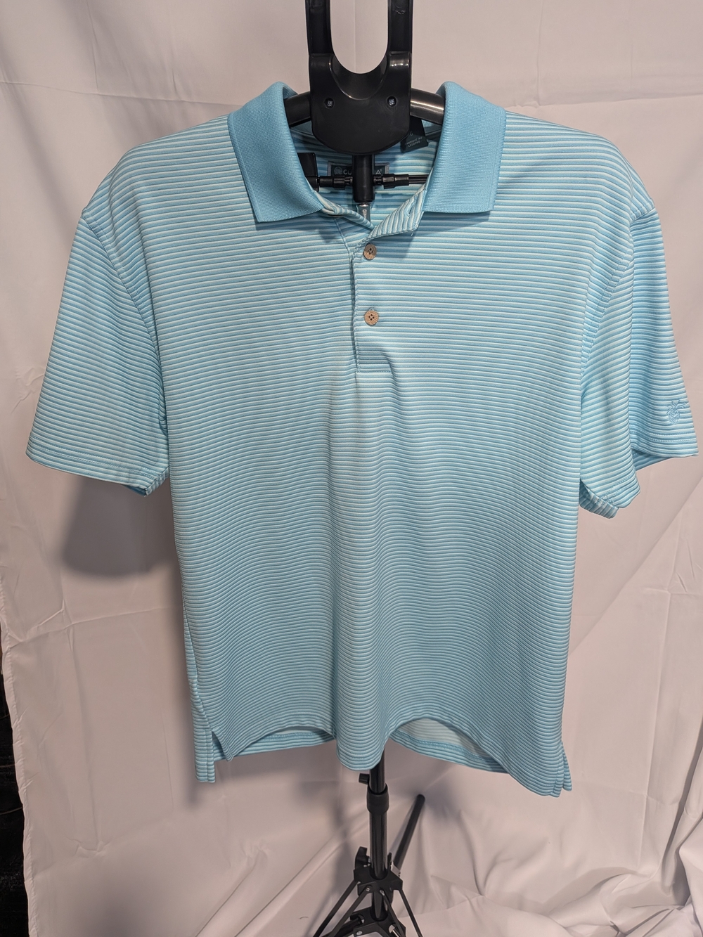 Cubavera Light Aqua Striped Polo